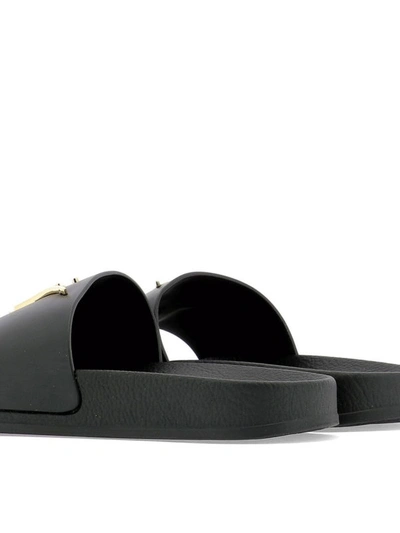 Shop Giuseppe Zanotti Leather Slide Sandals With Signature In Black