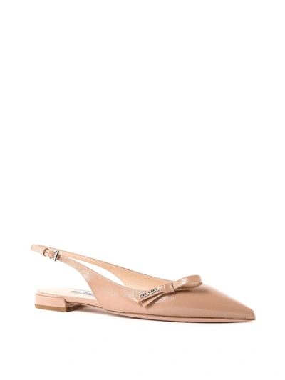 Shop Prada Pink Patent Leather Slingback Flat Sandals