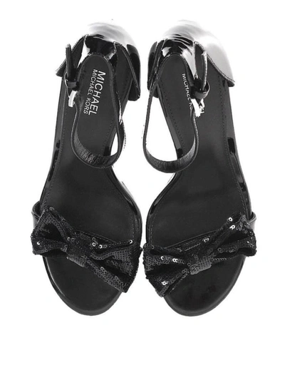 Shop Michael Kors Paris Sequined Bow Sandals In Black