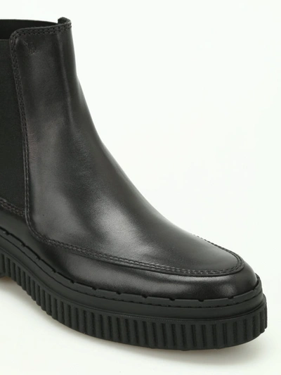Shop Tod's Smooth Leather Booties In Black