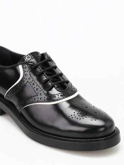 Shop Tod's Brushed Leather Oxford Brogues In Black