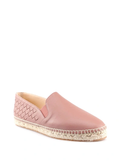 Shop Bottega Veneta Gala Pink Lambskin Espadrilles