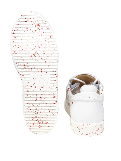 Shop Giuseppe Zanotti Paint Effect Reptile Print Leather Sneakers In White