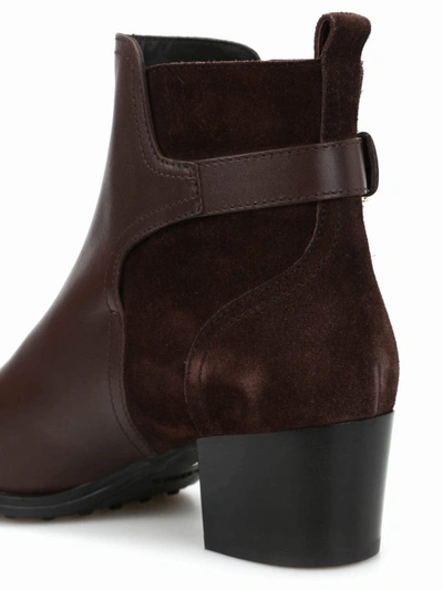 Shop Tod's Leather And Suede Ankle Boots In Brown
