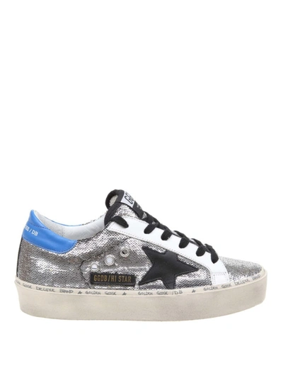 Shop Golden Goose Hi Star Sequined Sneakers In Silver