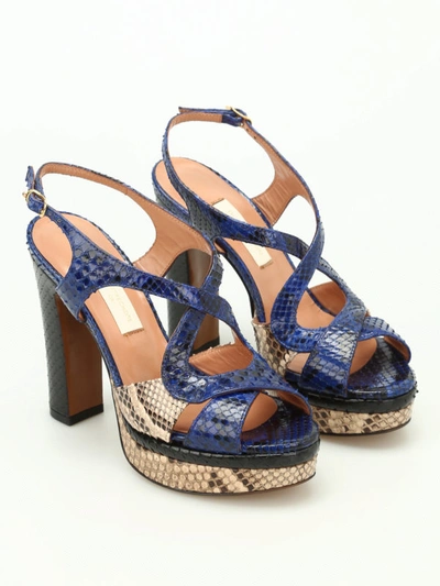 Shop L'autre Chose Python Leather Colourful Sandals In Blue