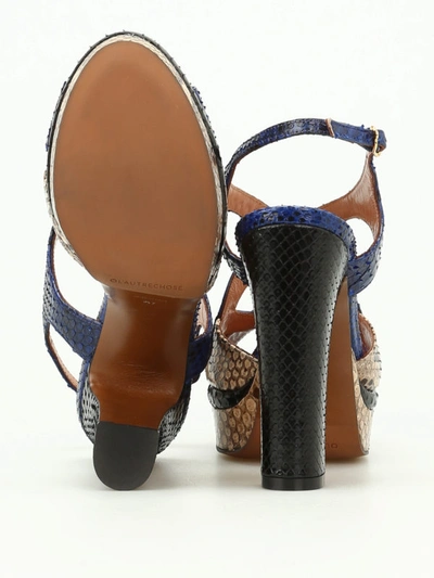 Shop L'autre Chose Python Leather Colourful Sandals In Blue