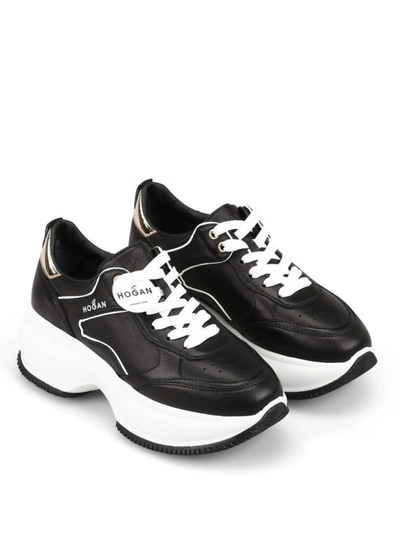 Shop Hogan Maxi I Active Black Leather Sneakers