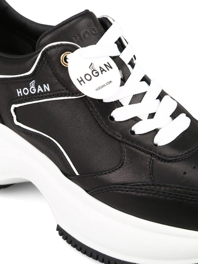 Shop Hogan Maxi I Active Black Leather Sneakers