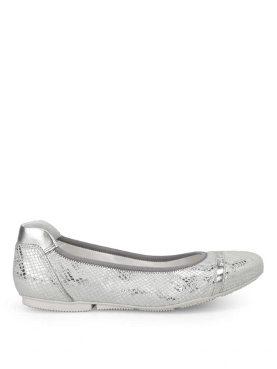 Shop Hogan Wrap 144 Silver-tone Ballerinas