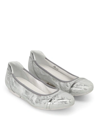 Shop Hogan Wrap 144 Silver-tone Ballerinas