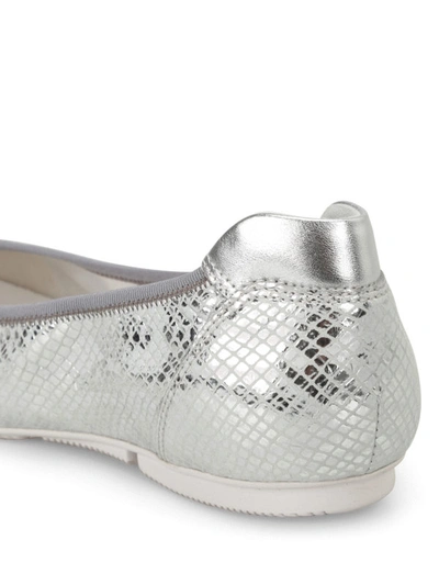 Shop Hogan Wrap 144 Silver-tone Ballerinas