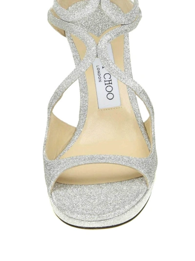 Shop Jimmy Choo Lance Silver Glitter High Sandals