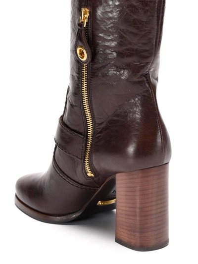 Shop Car Shoe Vintage Effect Leather Boots In Dark Brown