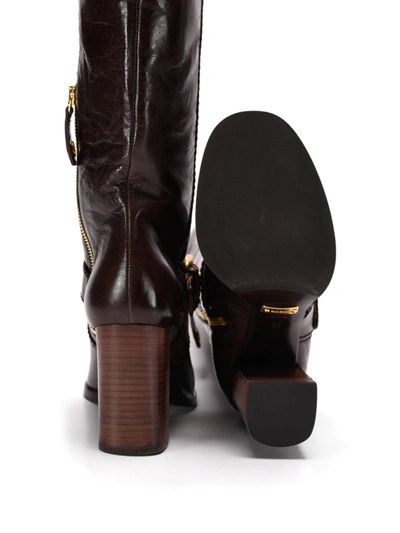 Shop Car Shoe Vintage Effect Leather Boots In Dark Brown