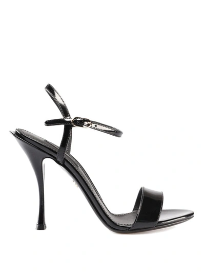 Shop Dolce & Gabbana Keira Polished Leather Sandals In Black