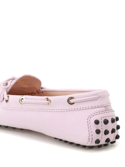 Shop Tod's Gommino Logo Pink Leather Loafers