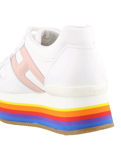 Shop Hogan Maxi H222 White Rainbow Platform Sneakers