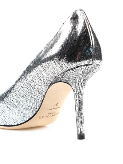 Shop Jimmy Choo Love 85 Lizard Print Pumps In Silver