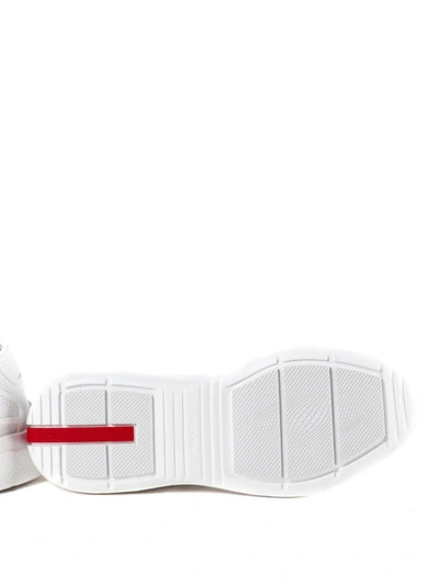 Shop Prada New Americas Cup White Tech Fabric Slip-ons