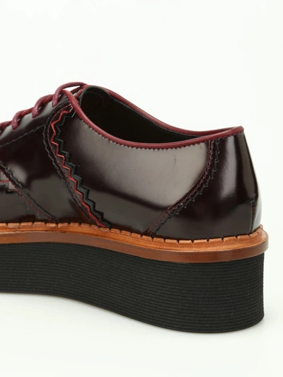 Shop Tod's Leather Wedge Oxford Shoes In Dark Red