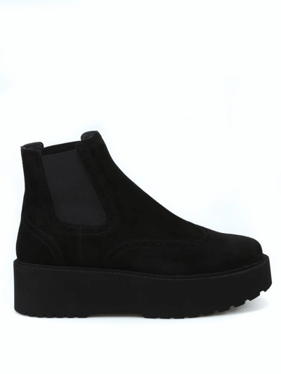 Shop Hogan Suede Urban Platform Chelsea Boots In Black