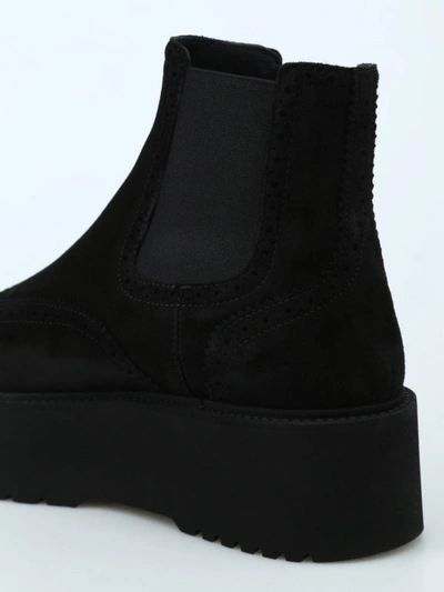 Shop Hogan Suede Urban Platform Chelsea Boots In Black