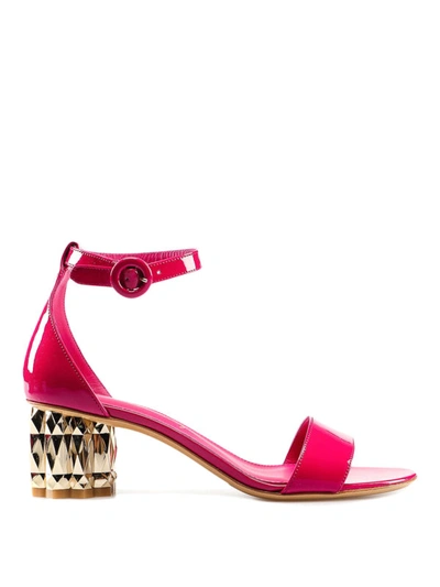 Shop Ferragamo Azalea Fuchsia Patent Leather Sandals