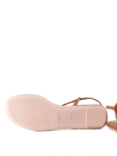 Shop Prada Suede Flat Thong Sandals In Light Brown