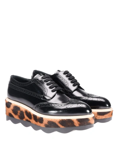 Shop Prada Haircalf Sole Leather Derby Shoes In Black