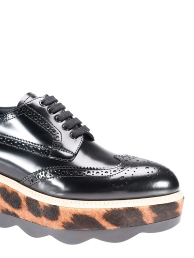 Shop Prada Haircalf Sole Leather Derby Shoes In Black
