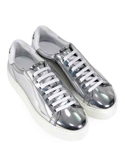 Shop Dsquared2 New Tennis Mirror Leather Sneakers In Silver