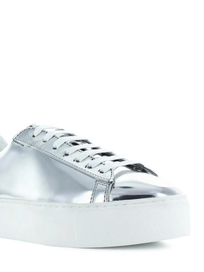 Shop Dsquared2 New Tennis Mirror Leather Sneakers In Silver