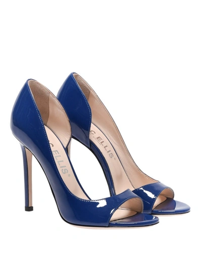 Shop Marc Ellis Blue Glass Patent Leather Peep Toe Pumps