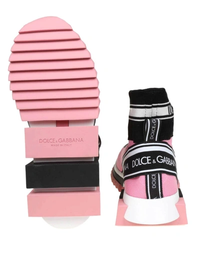 Shop Dolce & Gabbana Sorrento Pink Stretch Jersey Hi- Top Slip-ons