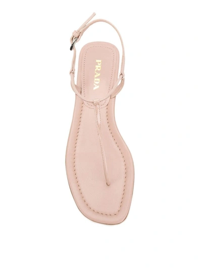 Shop Prada Patent Leather Flat Thongs In Nude And Neutrals