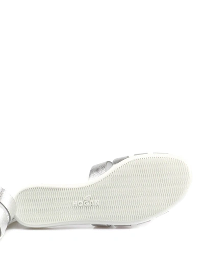 Shop Hogan Silver Leather Valencia Slides