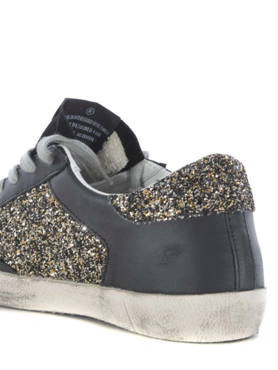 Shop Golden Goose Superstar Leather And Glitter Sneakers In Black