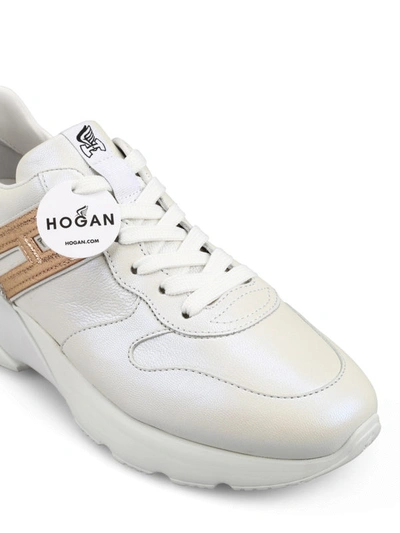 Shop Hogan Active One Pearly Leather Sneakers In White