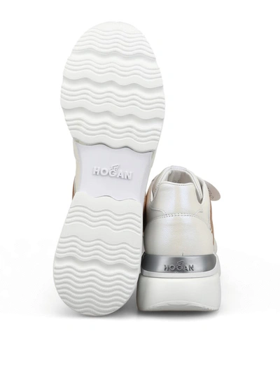 Shop Hogan Active One Pearly Leather Sneakers In White