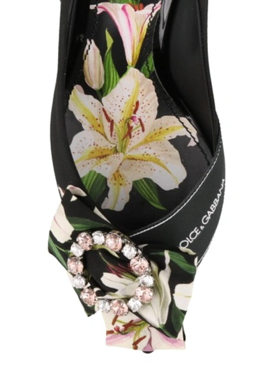 Shop Dolce & Gabbana Lory Crystal Detailed Floral Print Pumps In Black