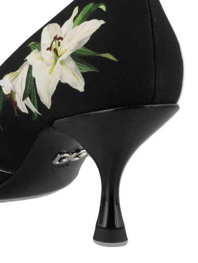 Shop Dolce & Gabbana Lory Crystal Detailed Floral Print Pumps In Black