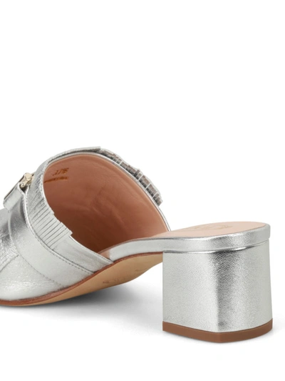 Shop Tod's Double T Silver Leather Sandals