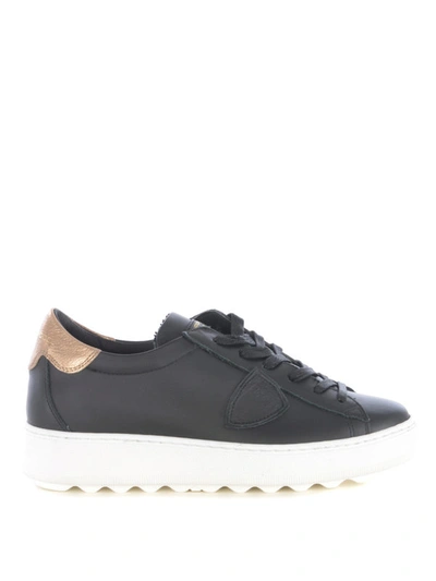 Shop Philippe Model Madeleine Black Leather Low Top Sneakers