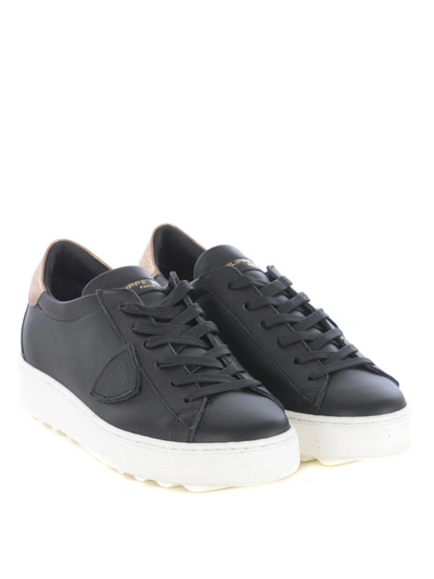 Shop Philippe Model Madeleine Black Leather Low Top Sneakers