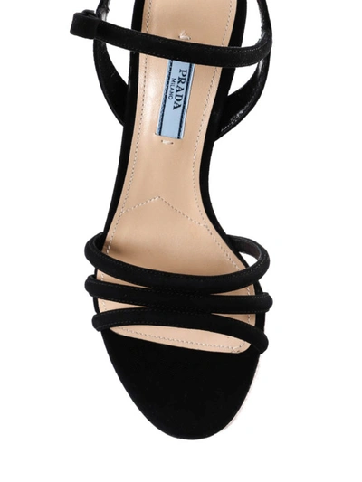 Shop Prada Black Suede High Sandals