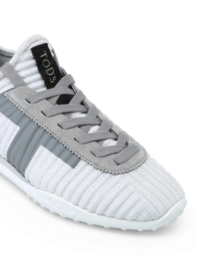 Shop Tod's All-over Lurex Inserts Grey Slip-on Sneakers