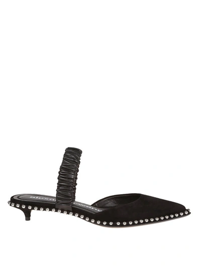 Shop Alexander Wang Nina Suede And Nappa Pointy Mules In Black
