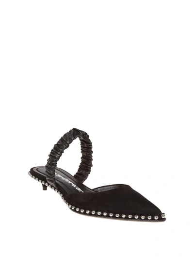 Shop Alexander Wang Nina Suede And Nappa Pointy Mules In Black