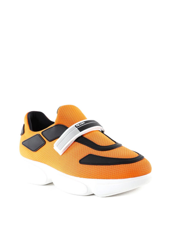 Prada Cloudbust Orange Fabric Sneakers | ModeSens